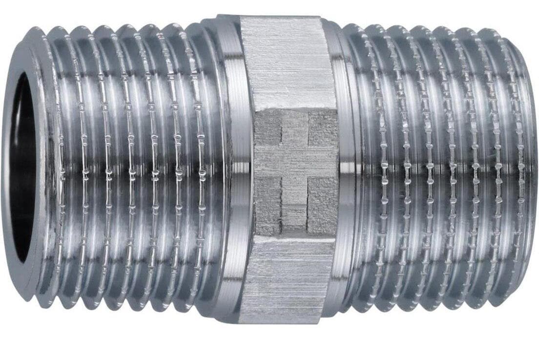 mateu Doppelnippel konisch ISO 7/1 Rotguss verchromt