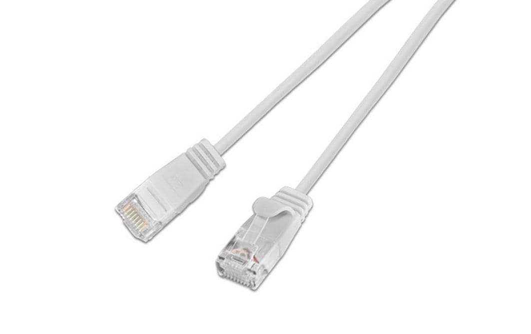 Wirewin Slim Patchkabel: UTP, 1m, weiss Cat.6, AWG36, Klinkenschutz, rund, 2.8mm