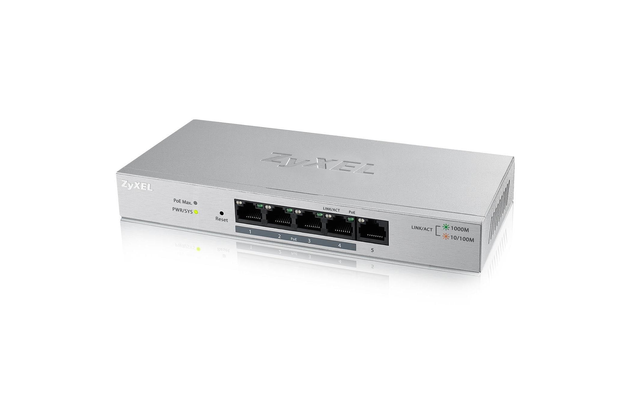 ZyXEL GS1200-5HP v2 5 Port Switch, 1Gbps 4 PoE, IGMP, web-managed, lüfterlos