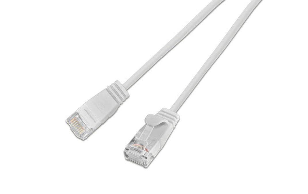 Wirewin Slim Patchkabel: UTP, 5m, weiss Cat.6, AWG36, Klinkenschutz, rund, 2.8mm