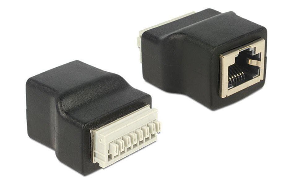 Delock RJ45 Buchse Terminalblock 8Pins mit Drucktasten