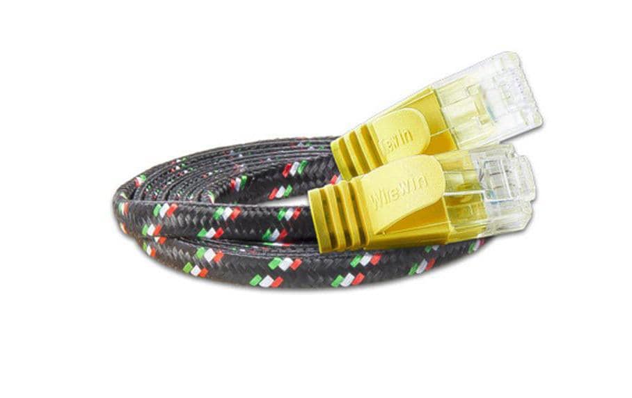 Wirewin Slim Toughkabel: UTP, 1m, gelb Cat.6, AWG36, Klinkenschutz, Nylonmantel