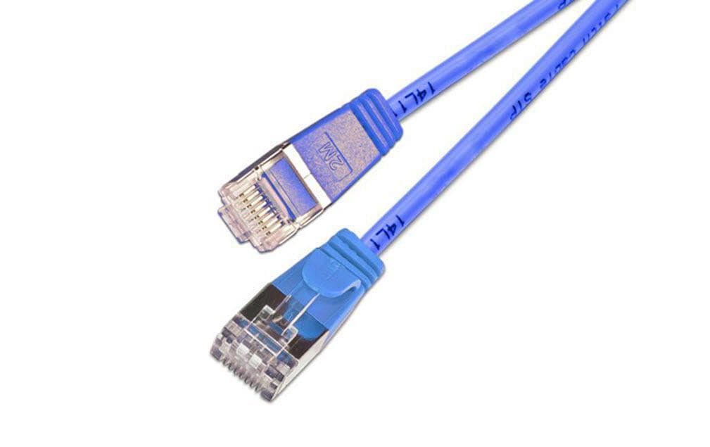 Slim Wirewin Pachkabel: U/FTP, 20m, blau Cat.6, AWG36, 100% Kupfer, geschirmt, 4mm