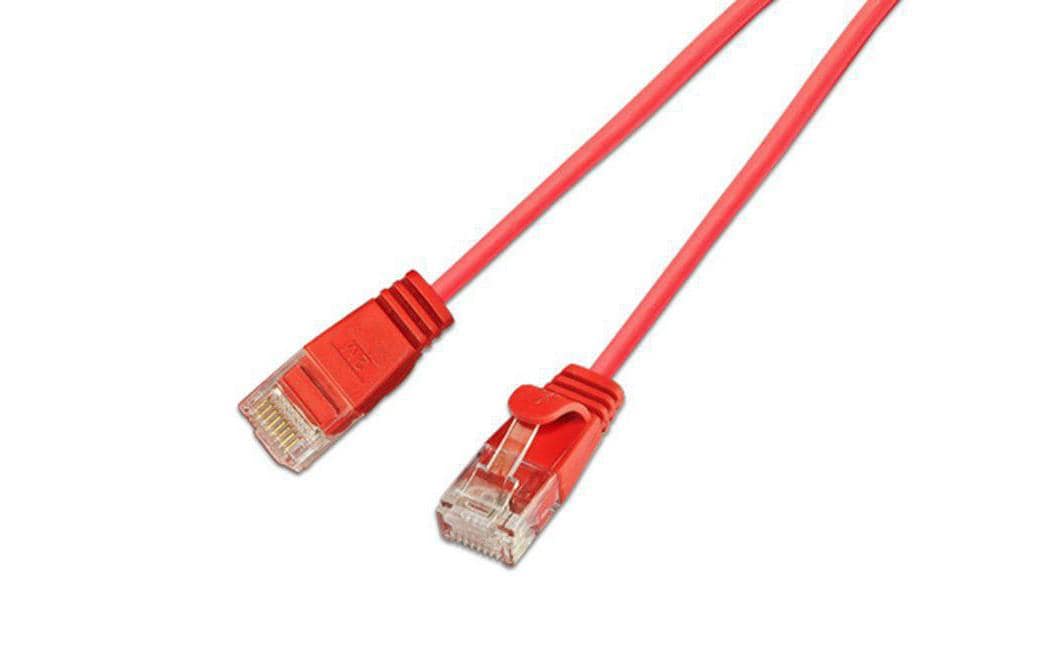 Wirewin Slim Patchkabel: UTP, 5m, rot Cat.6, AWG36, Klinkenschutz, rund, 2.8mm
