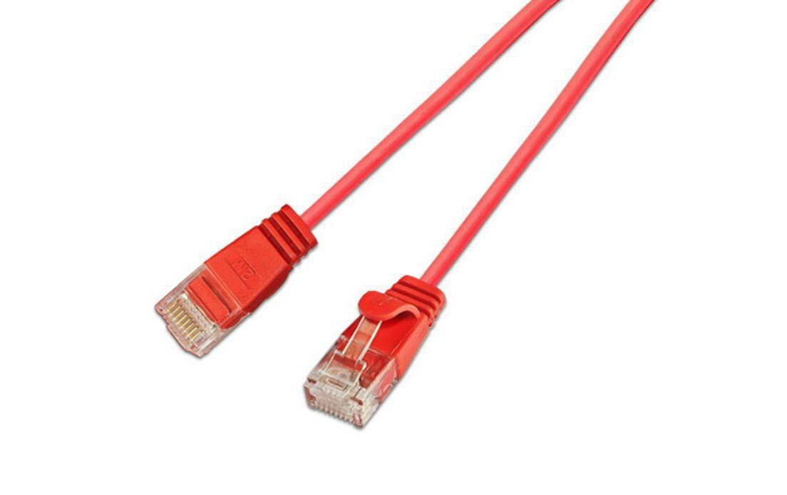 Wirewin Slim Patchkabel: UTP, 10m, rot Cat.6, AWG36, Klinkenschutz, rund, 2.8mm