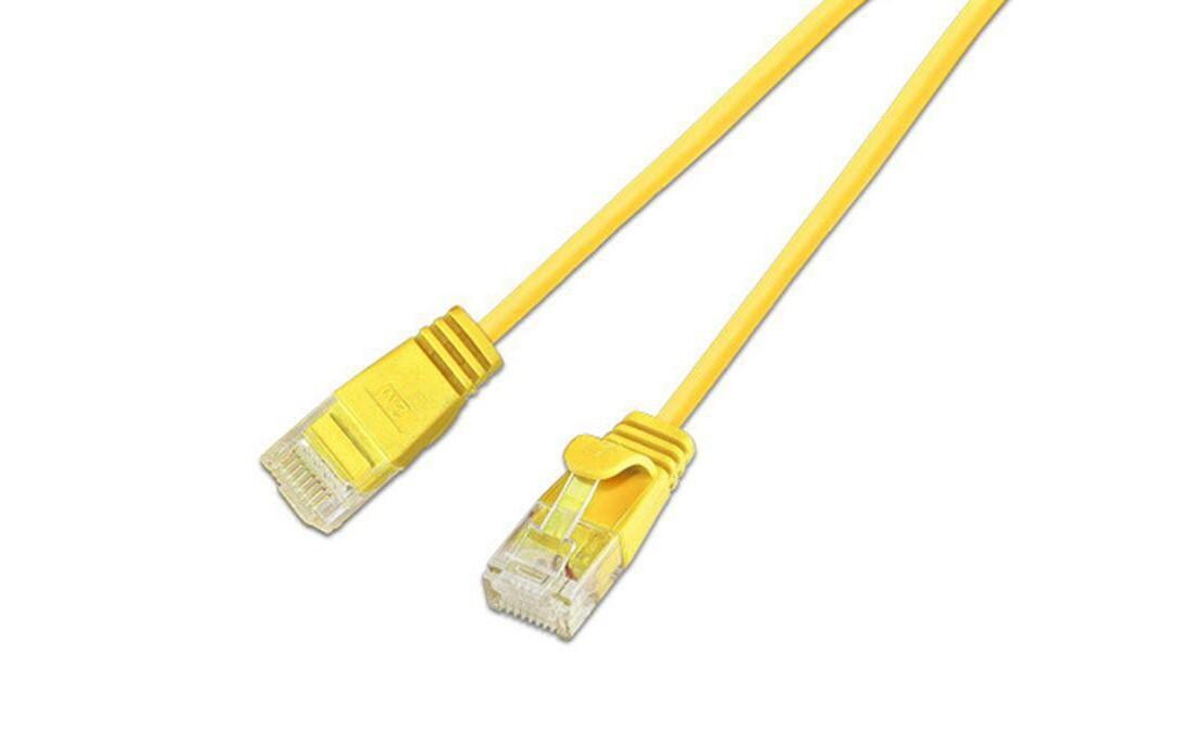 Wirewin Slim Patchkabel: UTP, 2m, gelb Cat.6, AWG36, Klinkenschutz, rund, 2.8mm