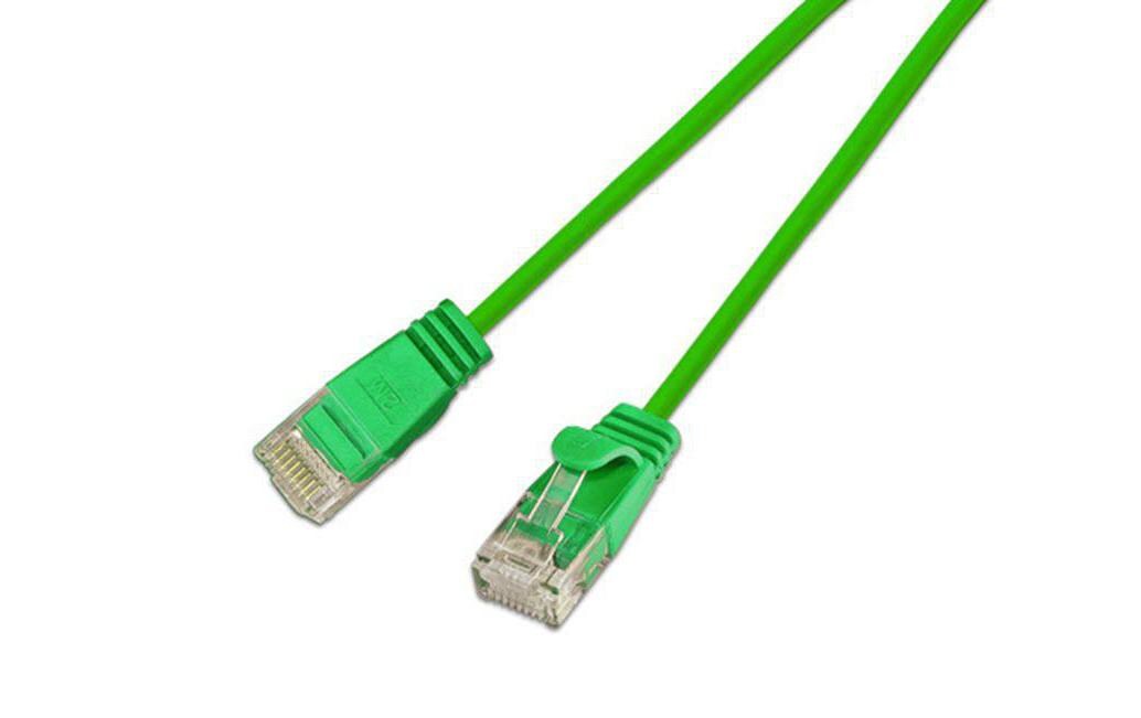 Wirewin Slim Patchkabel: UTP, 5m, grün Cat.6, AWG36, Klinkenschutz, rund, 2.8mm