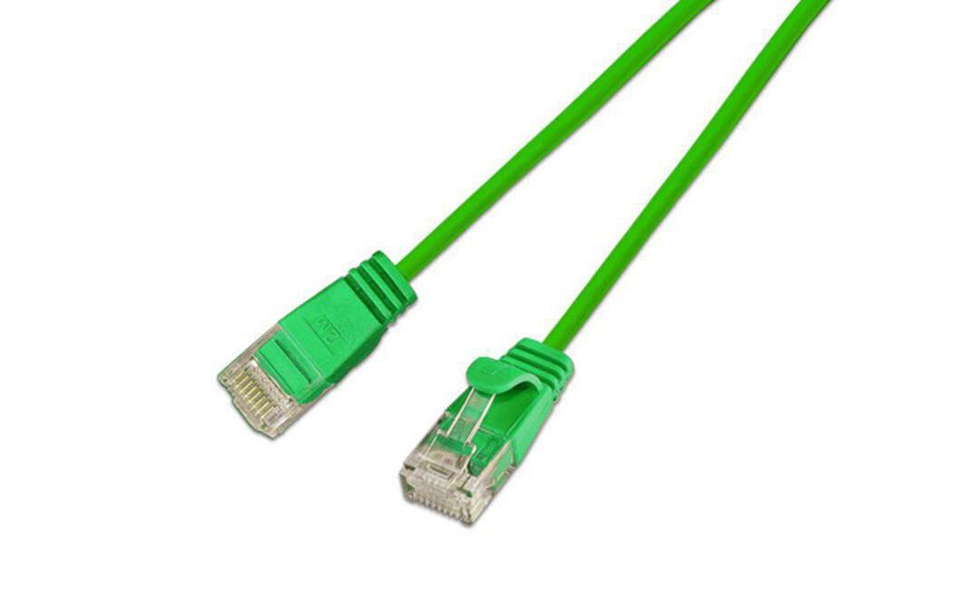Wirewin Slim Patchkabel: UTP, 3m, grün Cat.6, AWG36, Klinkenschutz, rund, 2.8mm