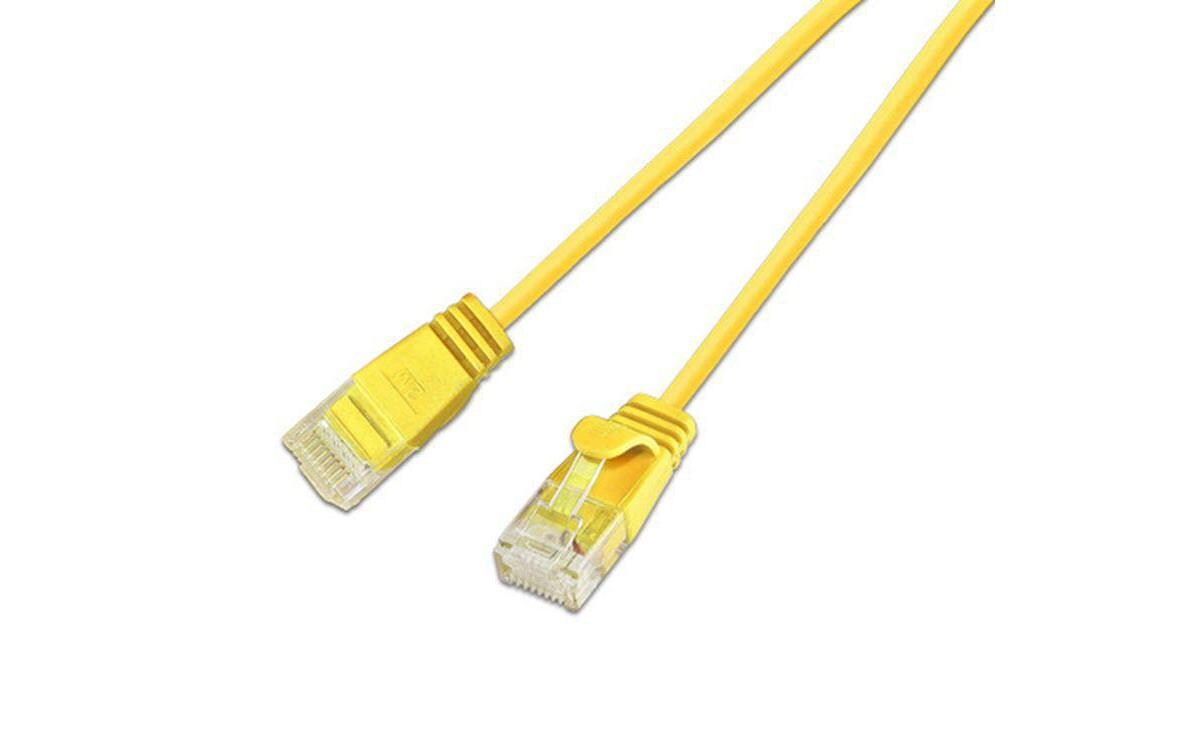 Wirewin Slim Patchkabel: UTP, 5m, gelb Cat.6, AWG36, Klinkenschutz, rund, 2.8mm