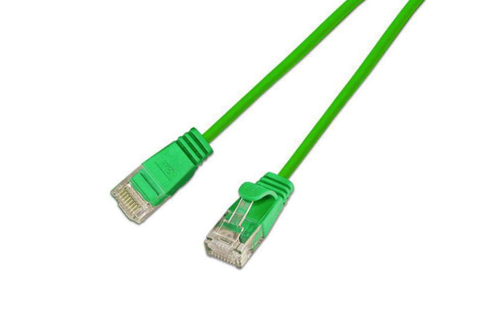 Wirewin Slim Patchkabel: UTP, 15cm,grün Cat.6, AWG36, Klinkenschutz, rund, 2.8mm