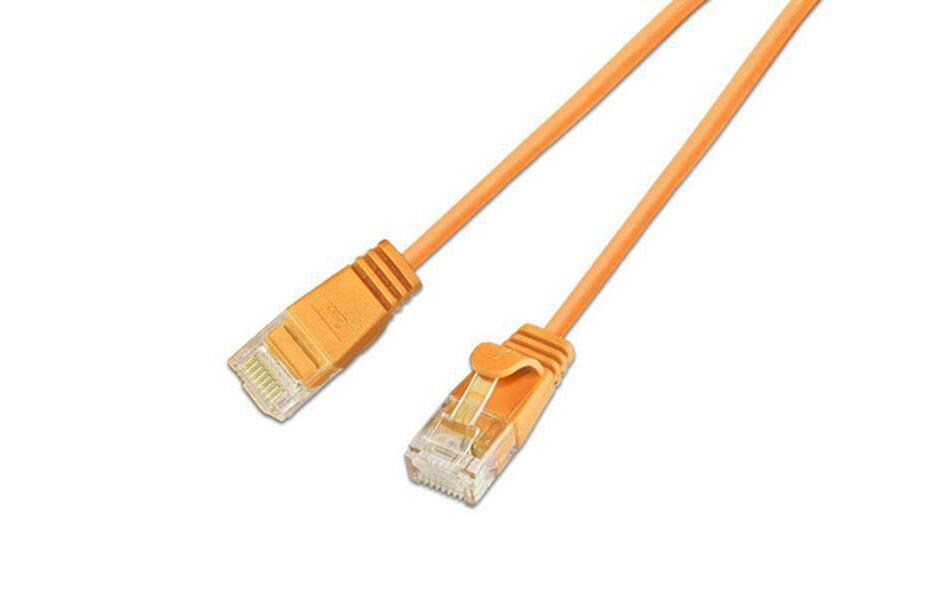 Wirewin Slim Patchkabel: UTP, 1m, orange Cat.6, AWG36, Klinkenschutz, rund, 2.8mm