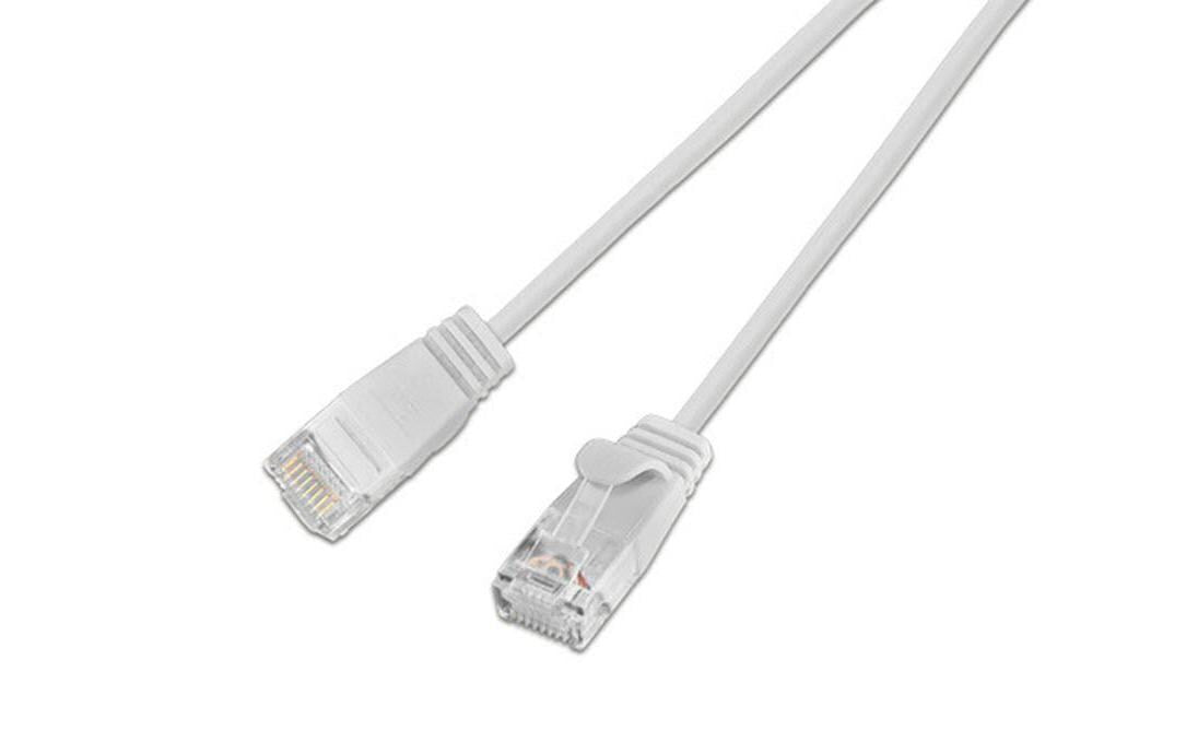Wirewin Slim Patchkabel: UTP, 50cm, weiss Cat.6, AWG36, Klinkenschutz, rund, 2.8mm