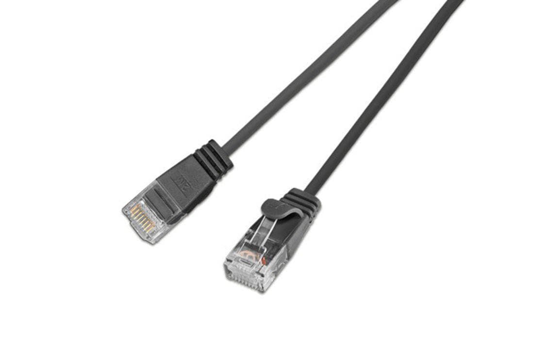 Wirewin Slim Patchkabel: UTP, 1.5m, schwarz Cat.6, AWG36, Klinkenschutz, rund, 2.8mm