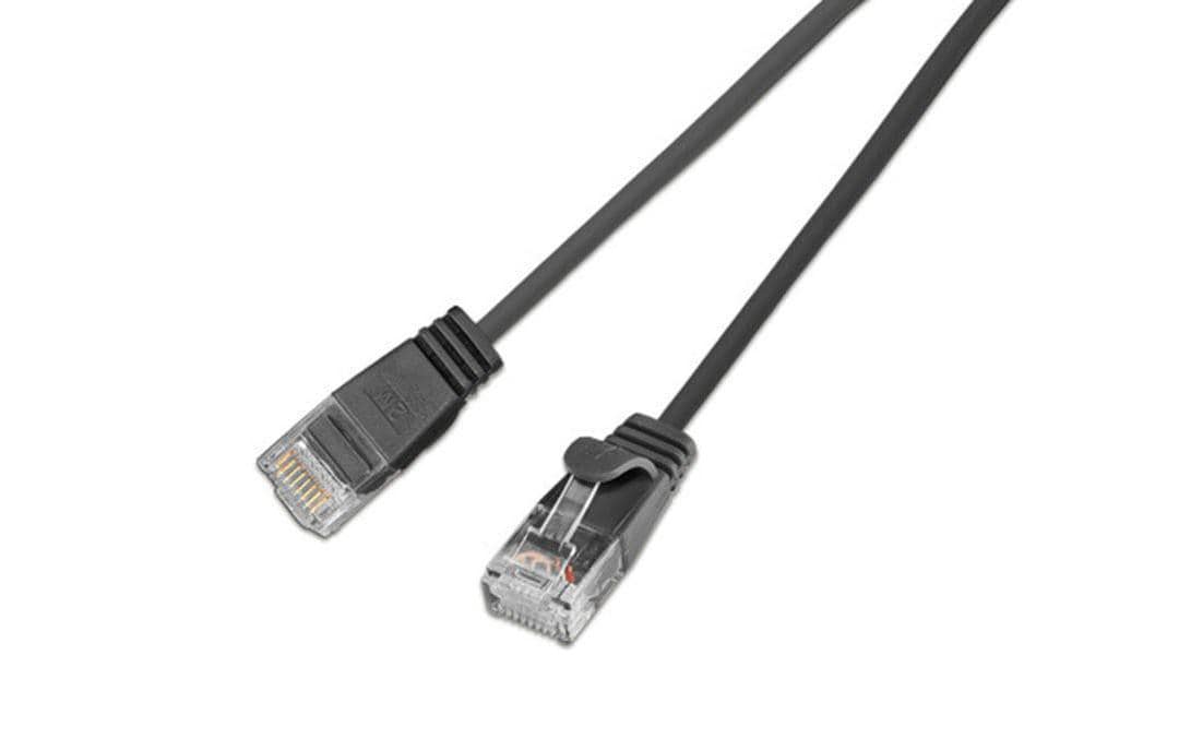 Wirewin Slim Patchkabel: UTP, 2m,schwarz Cat.6, AWG36, Klinkenschutz, rund, 2.8mm