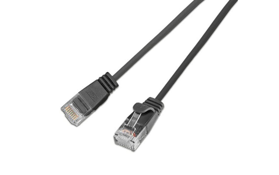Wirewin Slim Patchkabel: UTP, 3m,schwarz Cat.6, AWG36, Klinkenschutz, rund, 2.8mm