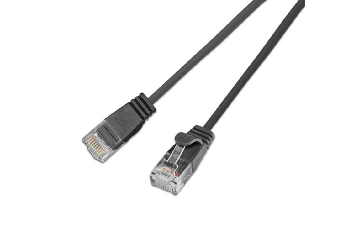 Wirewin Slim Patchkabel: UTP, 5m,schwarz Cat.6, AWG36, Klinkenschutz, rund, 2.8mm