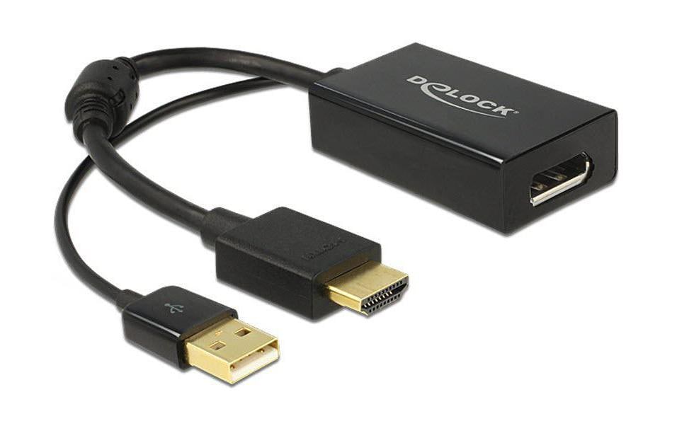 Monitoradapter HDMI zu DP1.2, schwarz HDMI-Stecker auf DP-Buchse,4K, USB-Strom