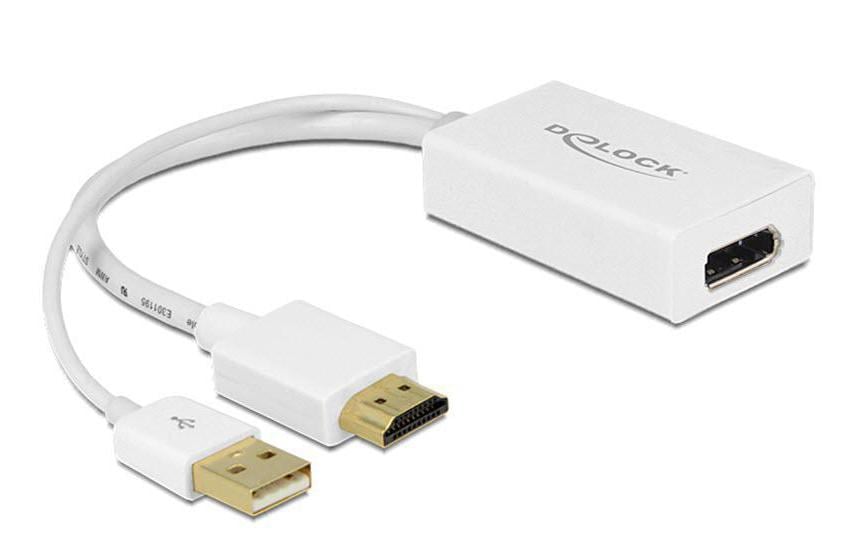 Monitoradapter HDMI zu DP1.2, weiss HDMI-Stecker auf DP-Buchse,aktiv,4K support