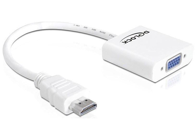 Monitoradapter HDMI-A zu VGA-Bu weiss HDMI-A Stecker zu VGA 15pin Buchse