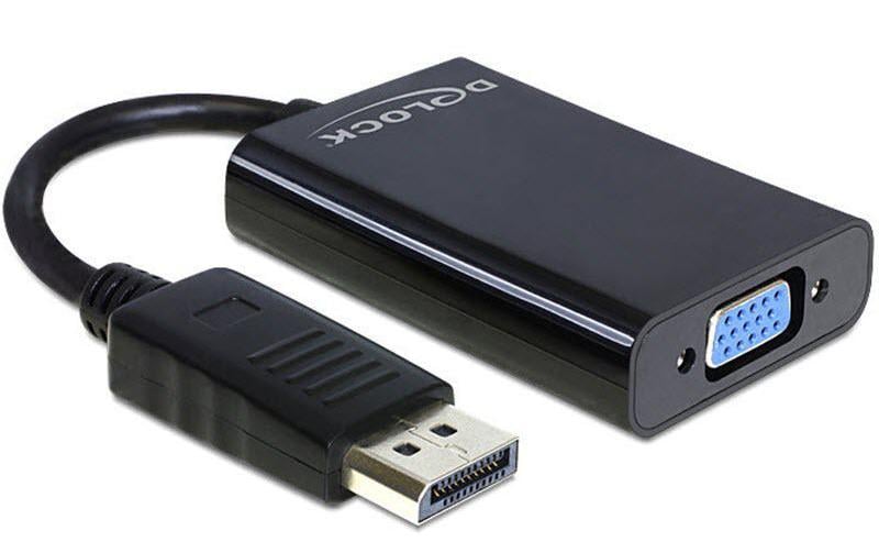Monitoradapter DP zu VGA, schwarz, Audio Verstärkung via USB-Strom optional möglich