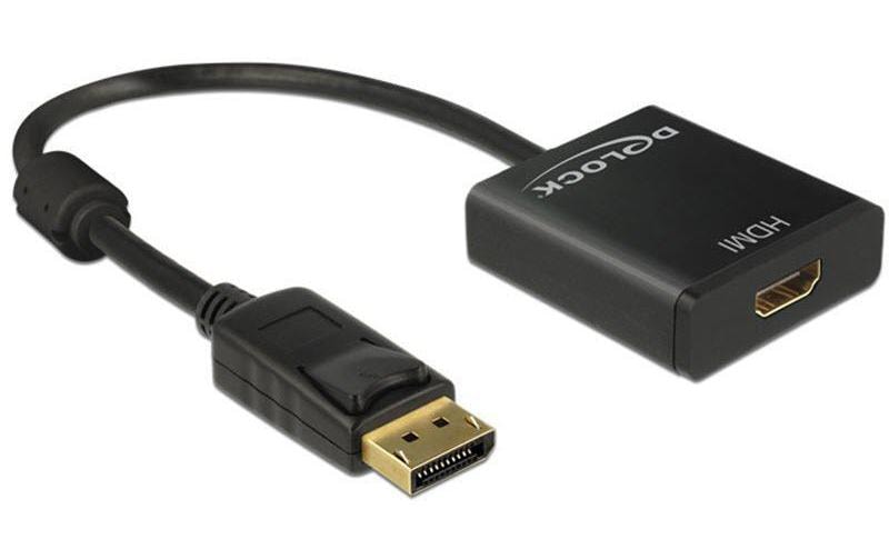 Monitoradapter DP zu HDMI, aktiv,4K Support DP Stecker zu HDMI Buchse , 20cm, schwarz