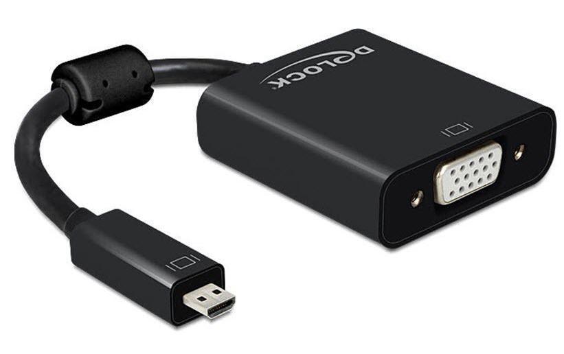 Monitorkonverter Micro-D HDMI zu VGA+Audio nur für onboard-Micro-D HDMI, schwarz