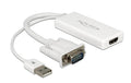 Monitoradapter VGA-St. zu HDMI-Bu., weiss VGA Stecker zu HDMI Buchse, 25cm