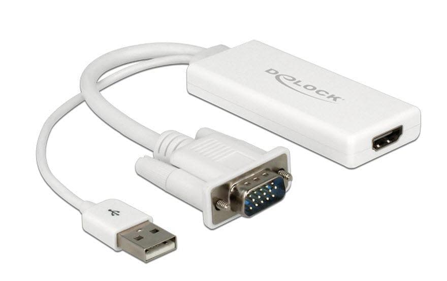 Monitoradapter VGA-St. zu HDMI-Bu., weiss VGA Stecker zu HDMI Buchse, 25cm