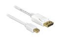 Delock Mini-DP auf DP, 5m, V1.2, 4K support Mini-Displayport zu Displayport, weiss