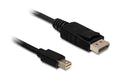 Delock Mini-DP auf DP, 5m, V1.2, 4K support Mini-Displayport zu Displayport, schwarz