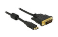 Delock Mini-HDMI zu DVI Kabel 1m HDMI-C - DVI-D (24+1), 1m, Schwarz