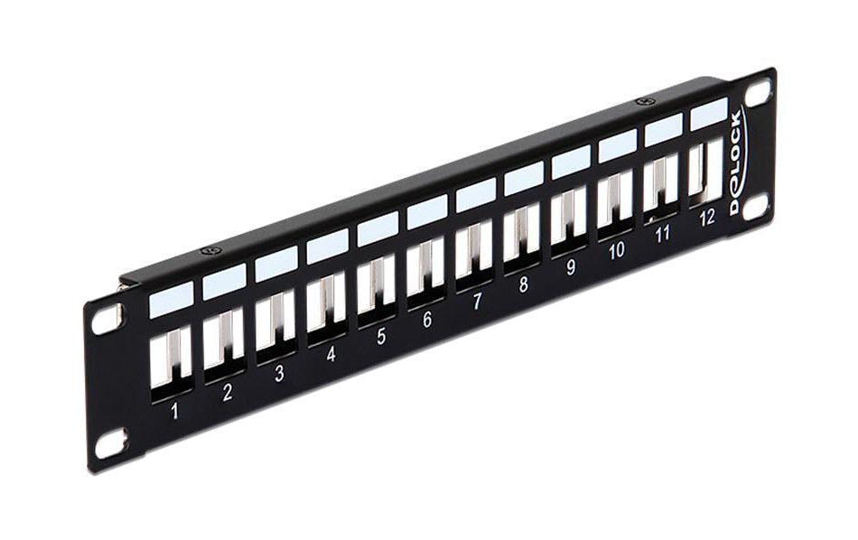 12-Port 10" Panel, metall schwarz, für Keystone Module
