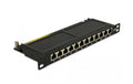 12-Port 10"Patchpanel Cat.6A, geschirmt schwarz, 12x RJ-45, LSA, 0.5HE