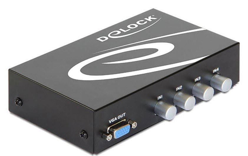 Delock 4Port VGA+Audio Switchbox Ein Monitor/Beamer an 4 PCs, manuell