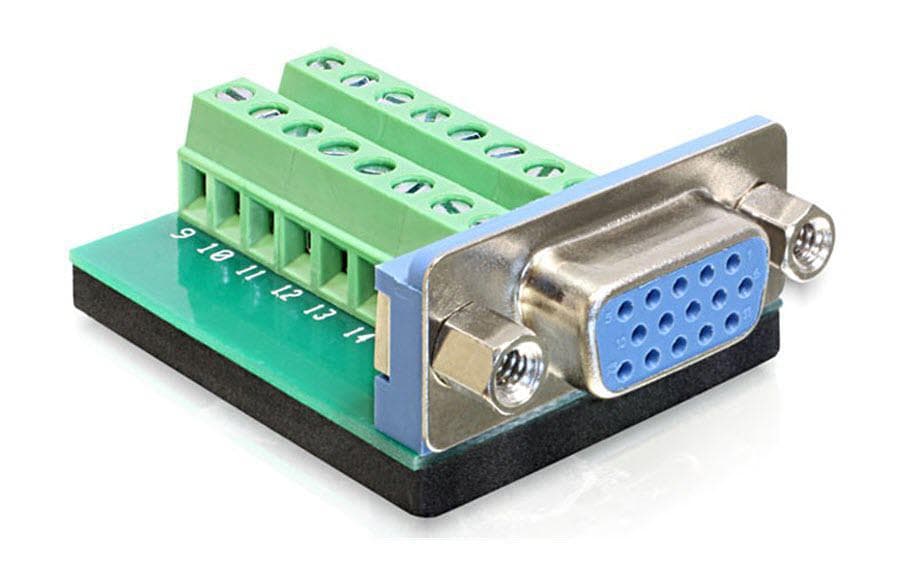 Delock Terminalblock VGA 15Pin Buchse 16 Pin Terminalblock