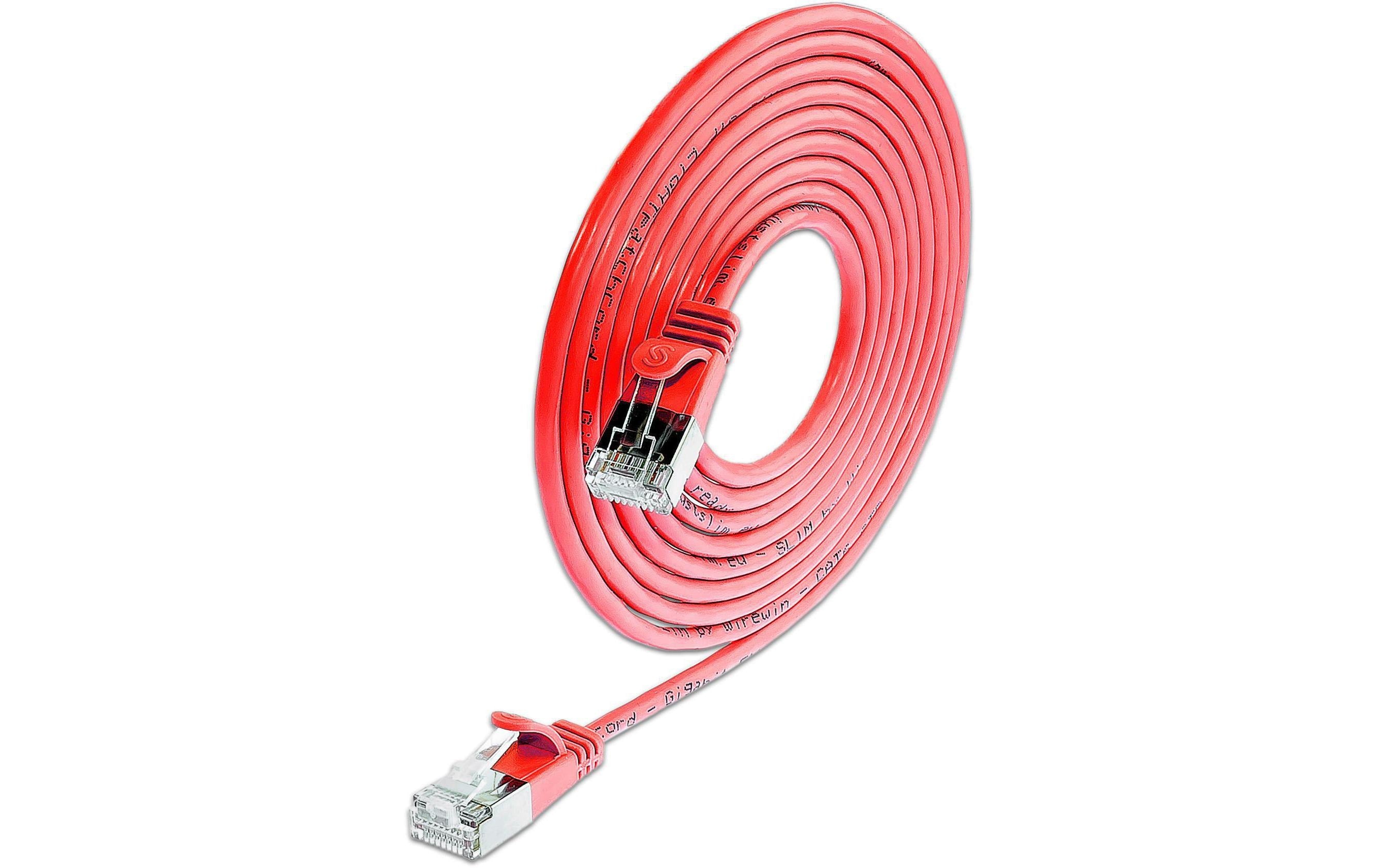 Wirewin Slim Patchkabel: UTP, 7.5m, rot Cat.6, AWG36, Klinkenschutz, rund, 2.8mm