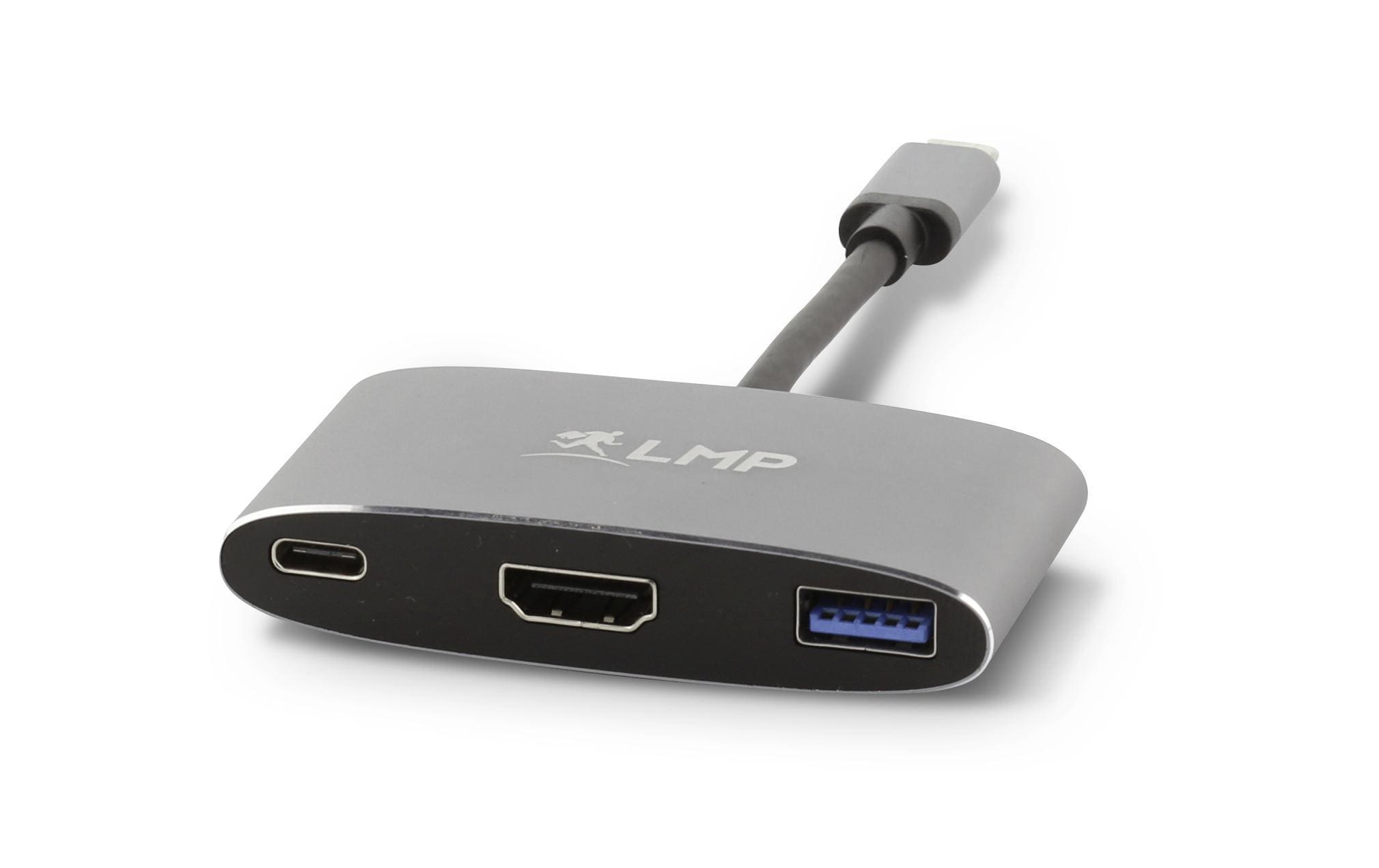 LMP USB-C 3.1 zu HDMI&USB3.0 Adapter Aluminium Gehäuse, USB-C Laden, spacegrau
