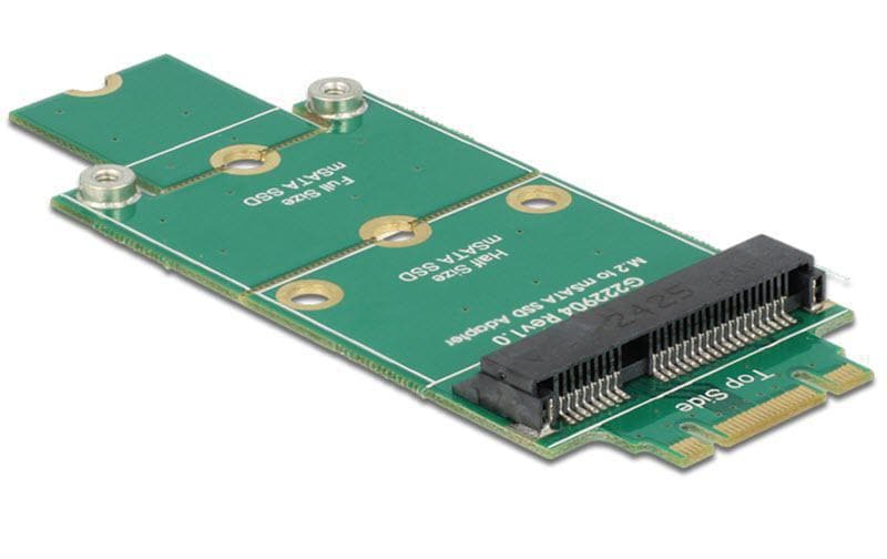 Delock mSATA zu M.2 Adapter, half/full Size Betrieb von mSATA SSD in M.2 Slot