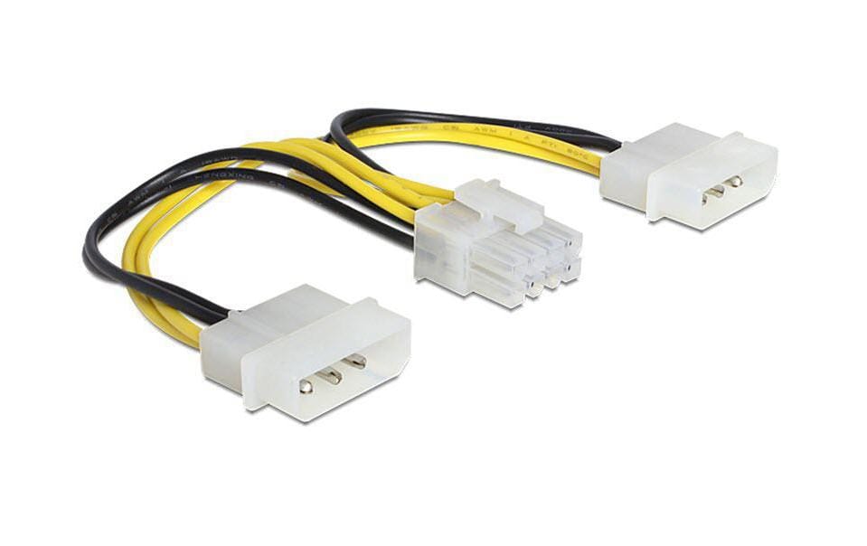 Kabel Stromversorgung 2x5.25 auf 1xEPS 8Pol 2x5.25" Molex auf 1x 8Pol EPS
