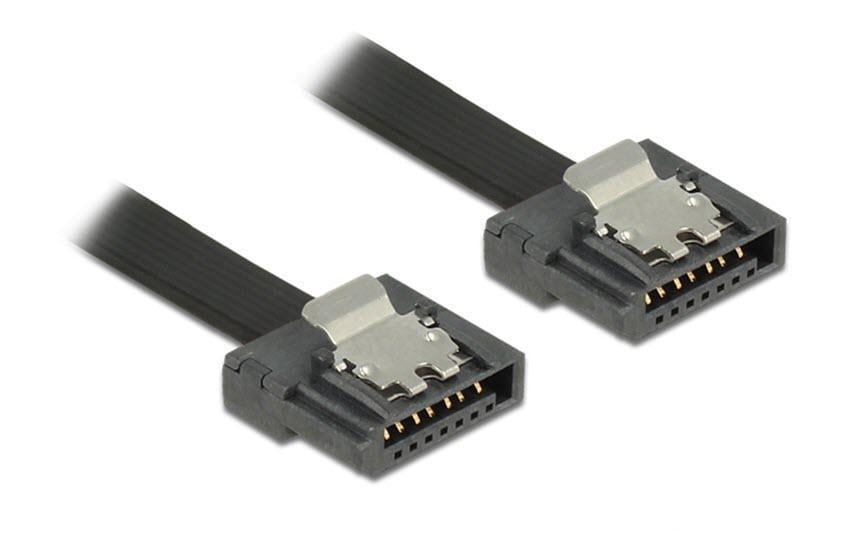Delock SATA-3 Kabel 10 cm, Metall Clip 6 Gbps, extrem flexibel, schwarz