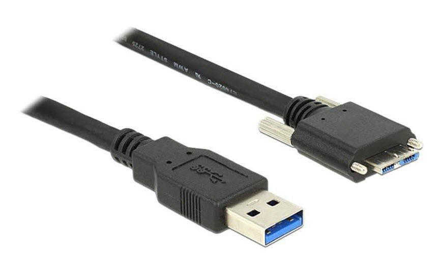 USB3.0 Kabel, 2m, A-MicroB A-Stecker auf MicroB Stecker verschraubbar
