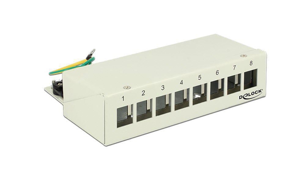 8-Port Desktop Patchpanel,  Hutschienenkit grau, für 8 Keystone Module