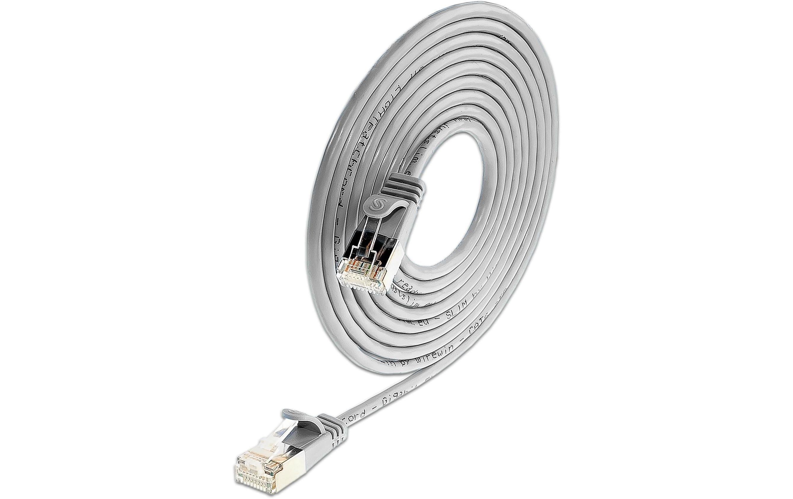 Slim Wirewin Pachkabel: U/FTP, 7.5m, grau Cat.6, AWG36, 100% Kupfer, geschirmt, 4mm