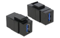 Delock Keystone Jack: USB3.0 Buchse-Buchse, schwarz