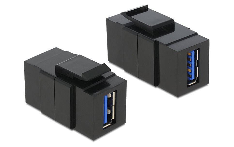 Delock Keystone Jack: USB3.0 Buchse-Buchse, schwarz