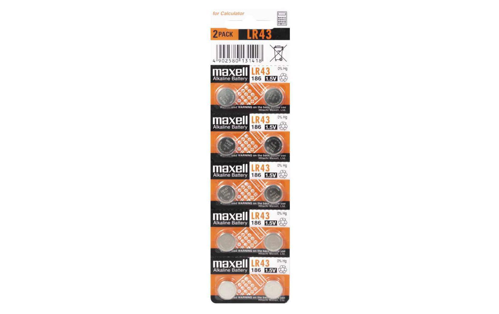 Maxell  Knopfzelle LR43 10er vergl. V12GA