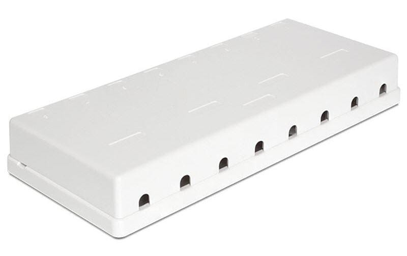 Delock Keystone Leergehäuse: 8 Port reinweiss, für Keystone Modul