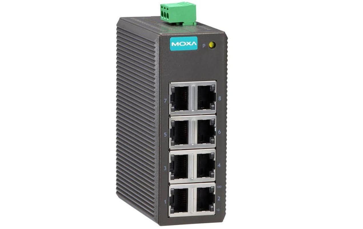 Moxa EDS-208: 8 Port Switch 100Mbps DIN-Rail Montage, -10 bis 60° C, ohne NT