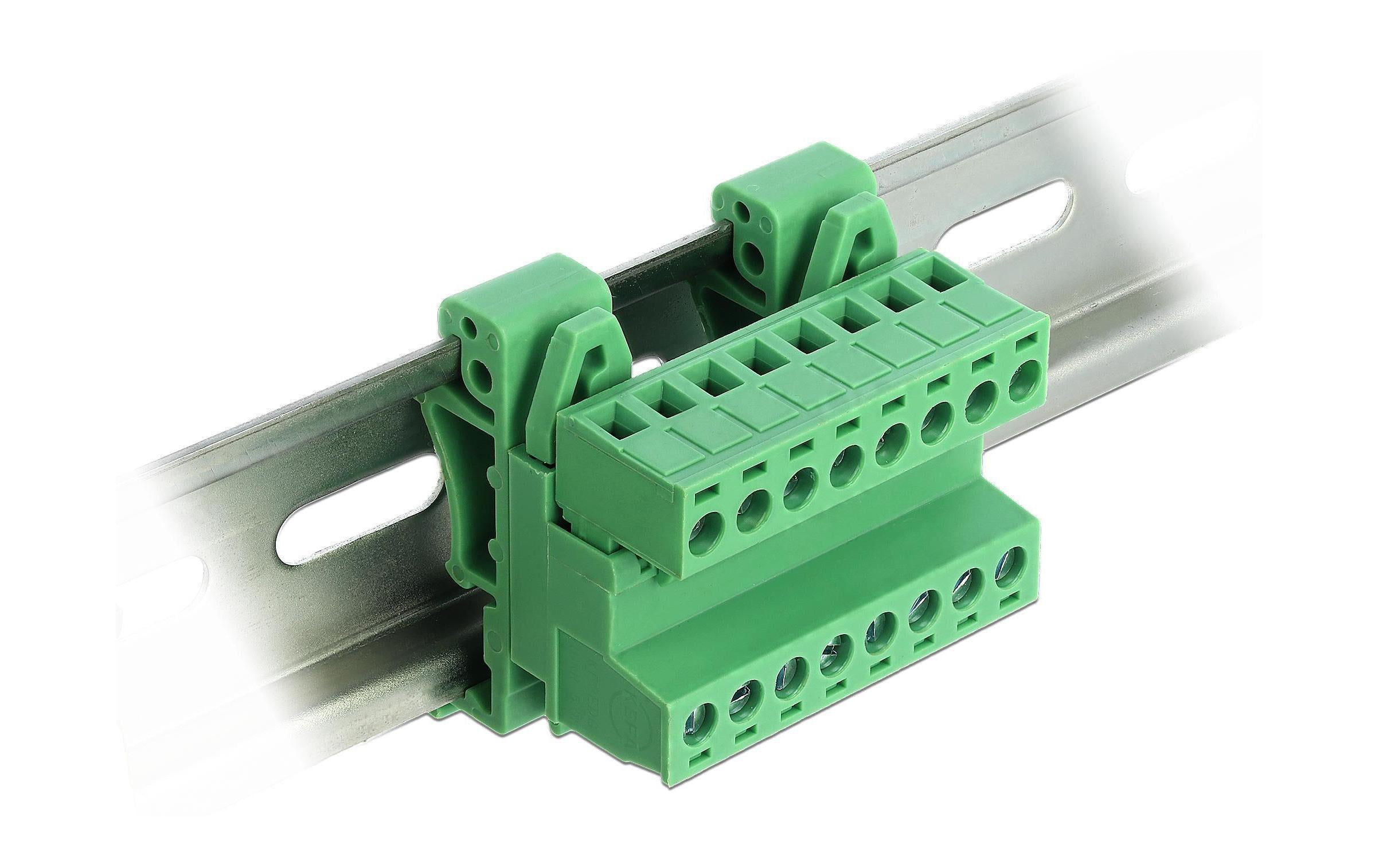 Delock Terminalblock Raster gewinkelt 8Pin Rastermass: 5,08 mm, für 35 mm Hutschiene