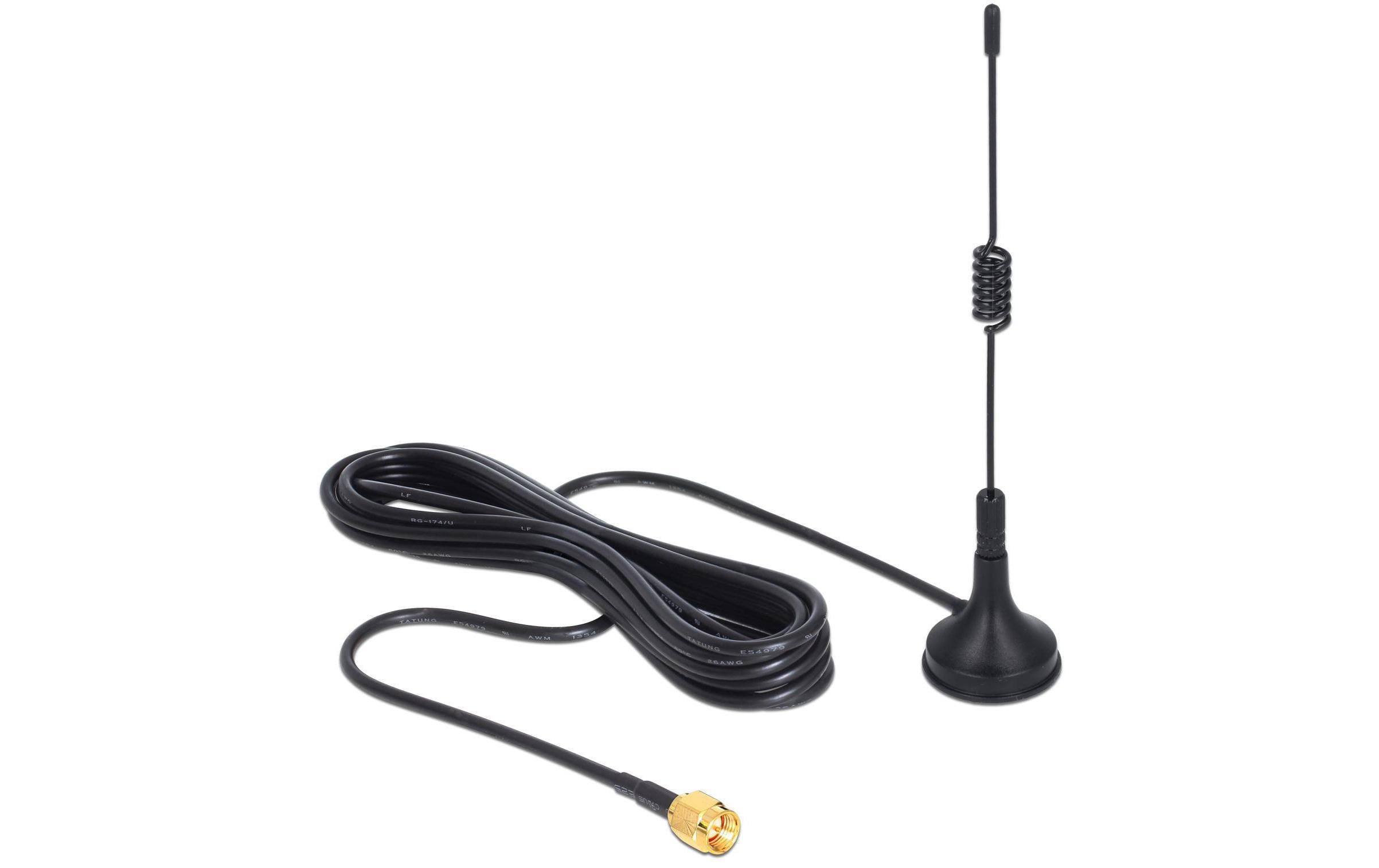 Delock 433Mhz Antenne,3dBi, magn. Standfuss SMA Anschluss, 3m Kabel, 12.4cm
